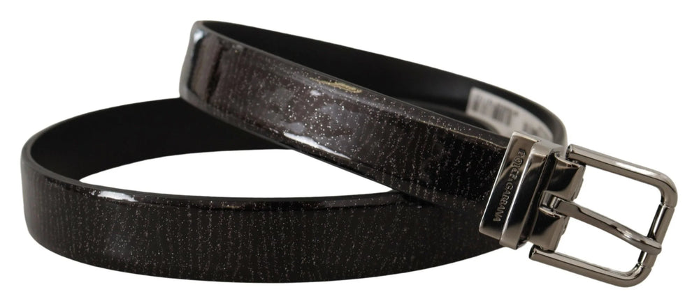 Dolce & Gabbana Black Leather Vernice Metal Buckle Belt - 90 cm / 36 Inches - Belts