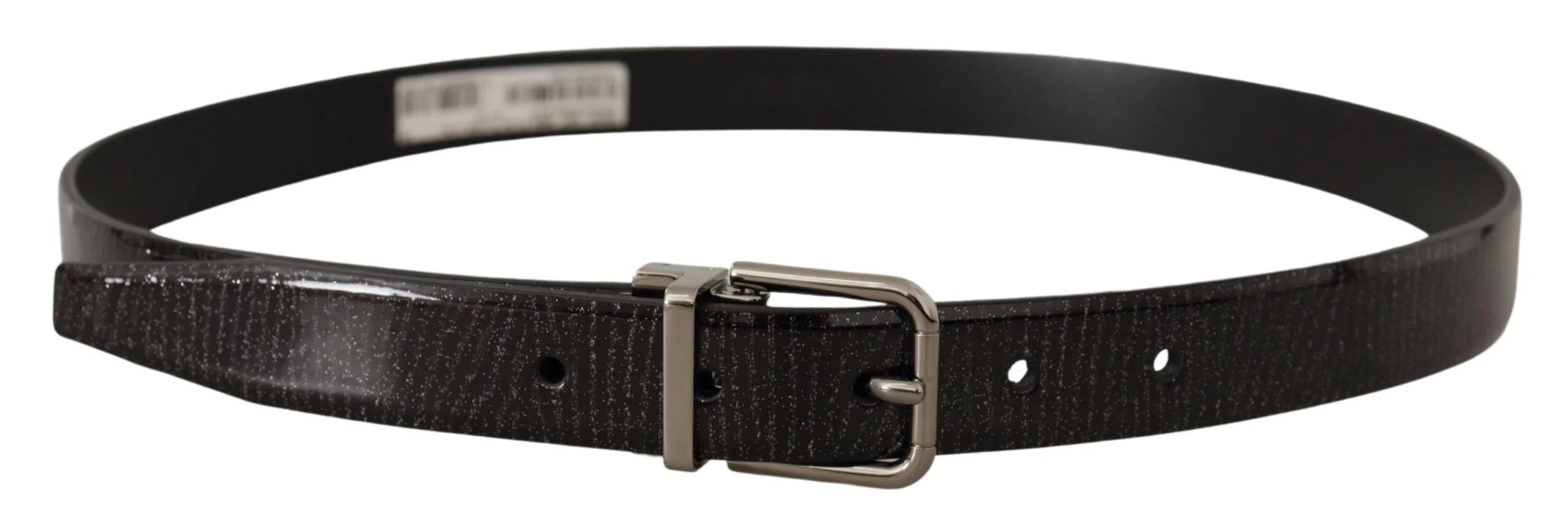 Dolce & Gabbana Black Leather Vernice Metal Buckle Belt - 90 cm / 36 Inches - Belts
