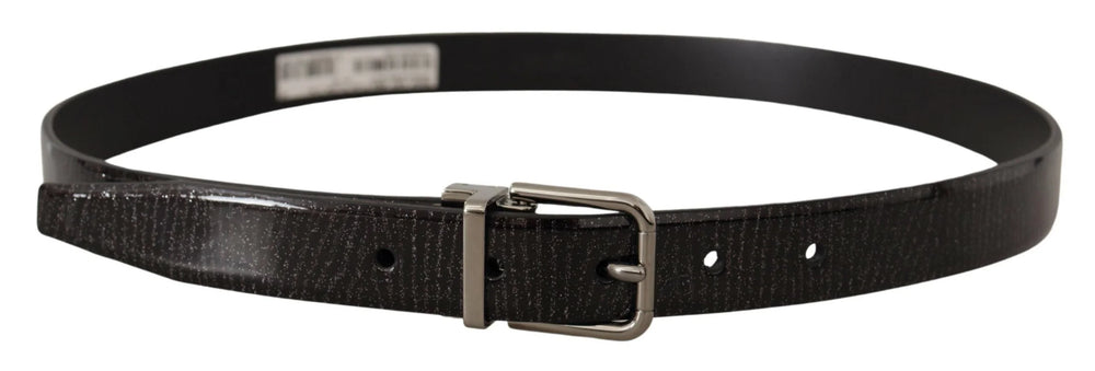 Dolce & Gabbana Black Leather Vernice Metal Buckle Belt - 90 cm / 36 Inches - Belts