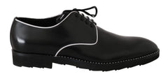 Dolce & Gabbana Black Leather White Line Dress Derby Shoes - EU39/US6 - Shoes