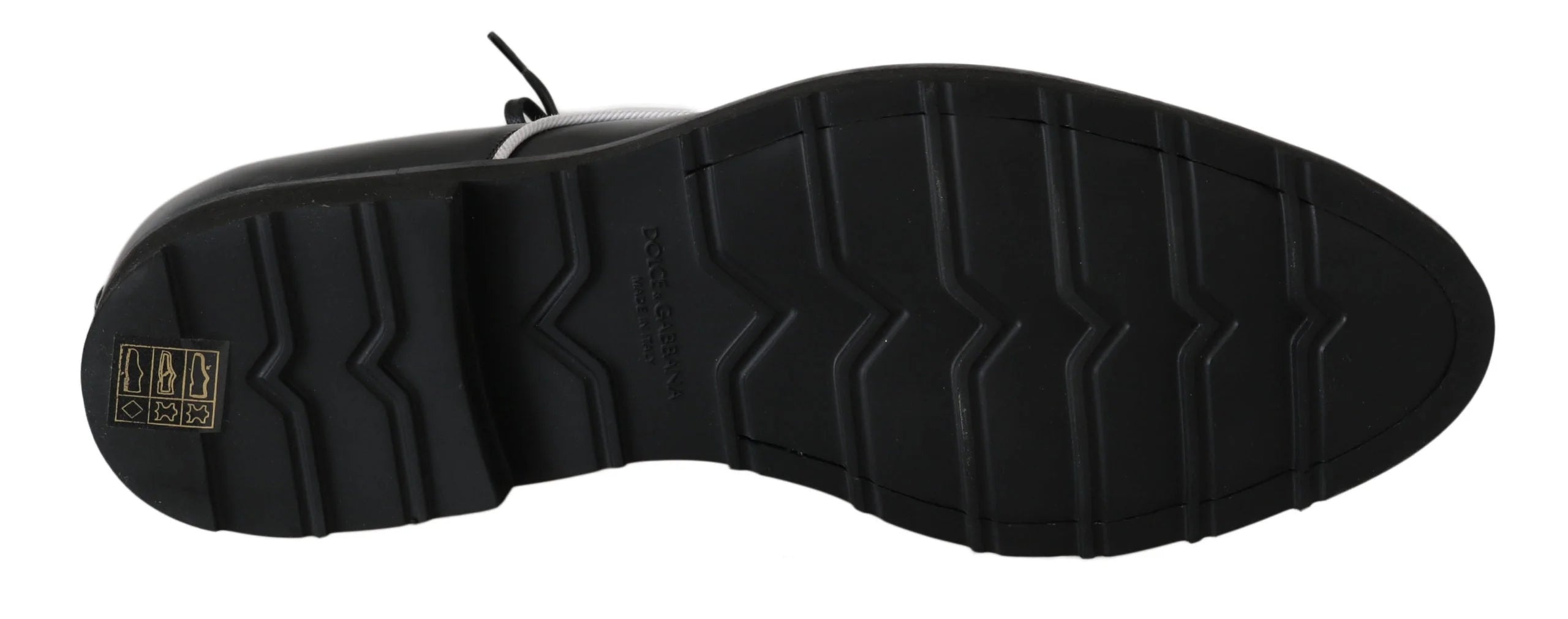 Dolce & Gabbana Black Leather White Line Dress Derby Shoes - EU39/US6 - Shoes