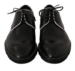 Dolce & Gabbana Black Leather White Line Dress Derby Shoes - EU39/US6 - Shoes