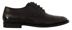 Dolce & Gabbana Black Leather Wingtip Mens Formal Derby Shoes - EU39/US6