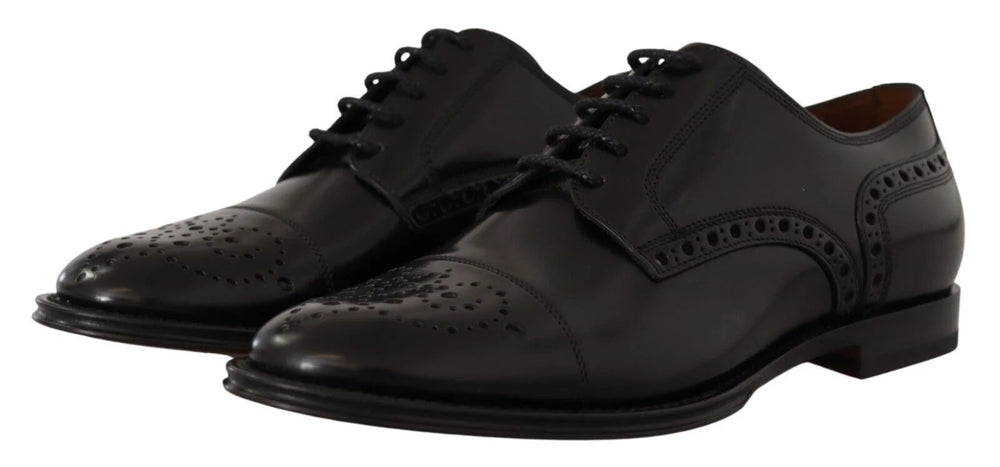 Dolce & Gabbana Black Leather Wingtip Mens Formal Derby Shoes - EU39/US6 - Shoes