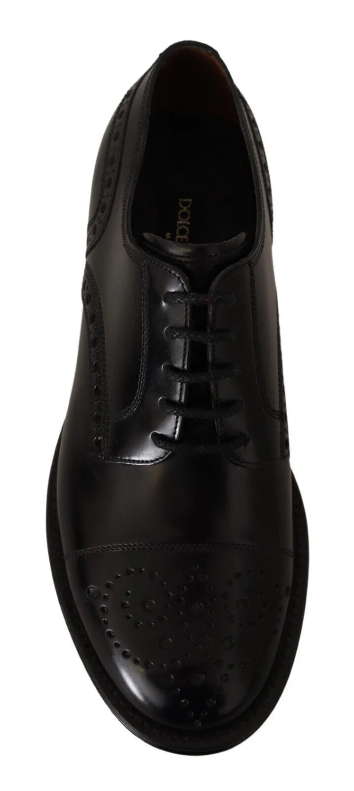 Dolce & Gabbana Black Leather Wingtip Mens Formal Derby Shoes - EU39/US6