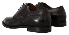 Dolce & Gabbana Black Leather Wingtip Mens Formal Derby Shoes - EU39/US6