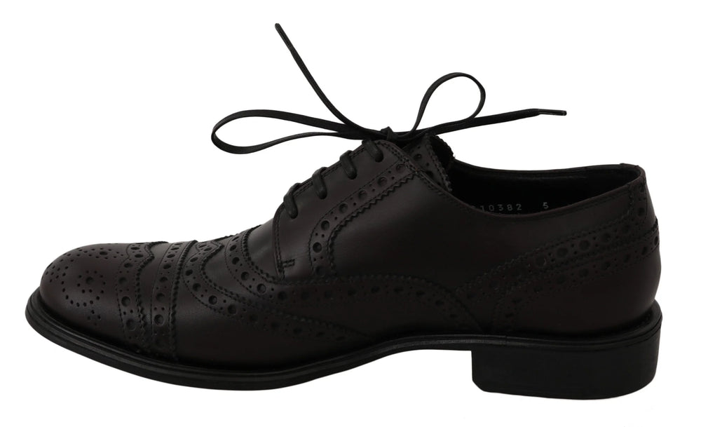Dolce & Gabbana Black Leather Wingtip Oxford Dress Shoes - EU39/US6 - Shoes