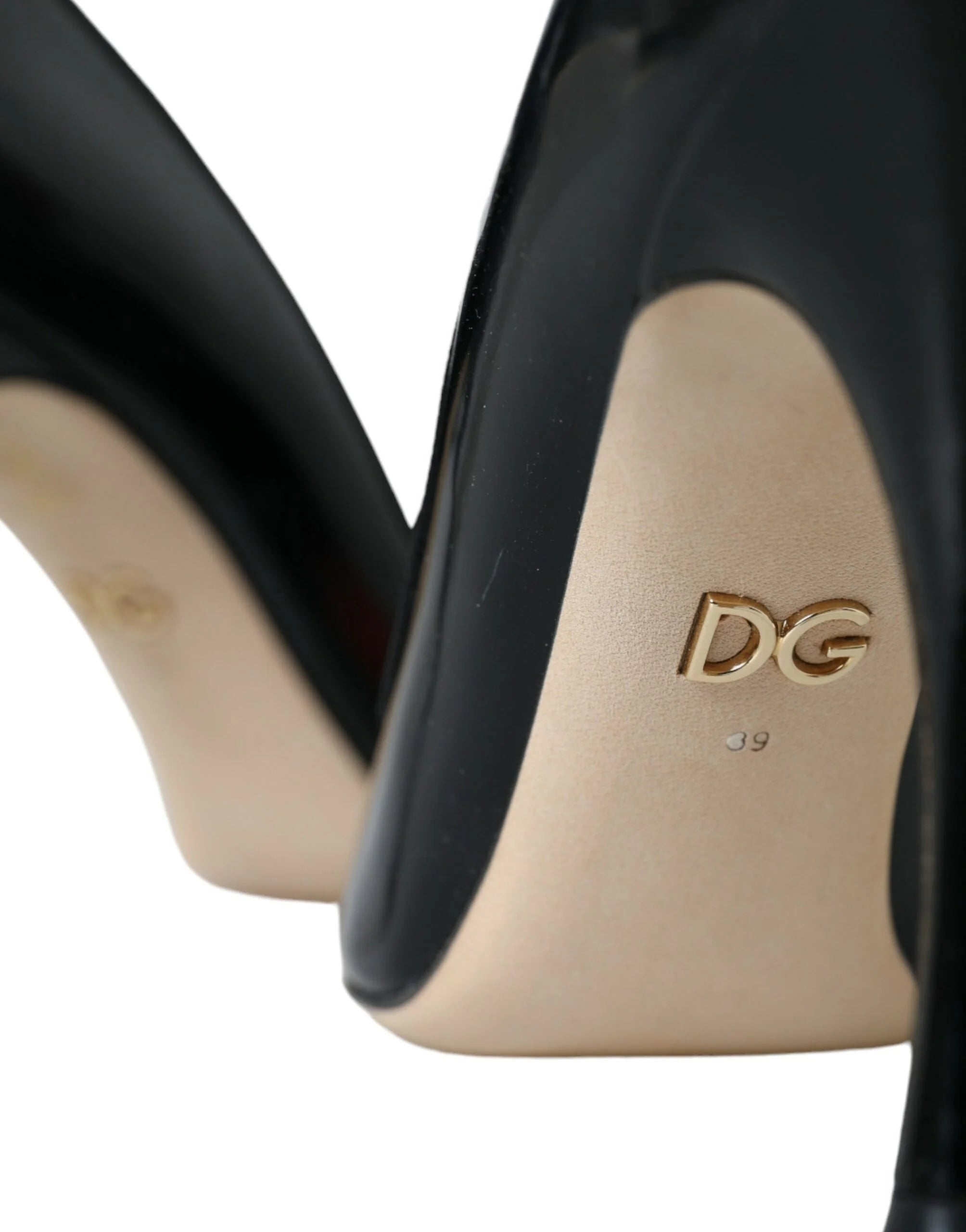 Dolce & Gabbana Black Leather WOW Patch Heels Pumps Shoes - Heels