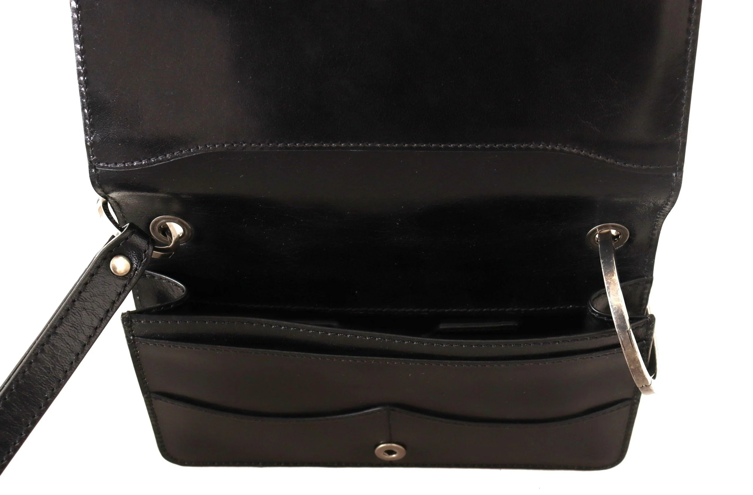 Dolce & Gabbana Black Leather Wristlet Mini Bag Card Bill Wallet - Clutch Bags