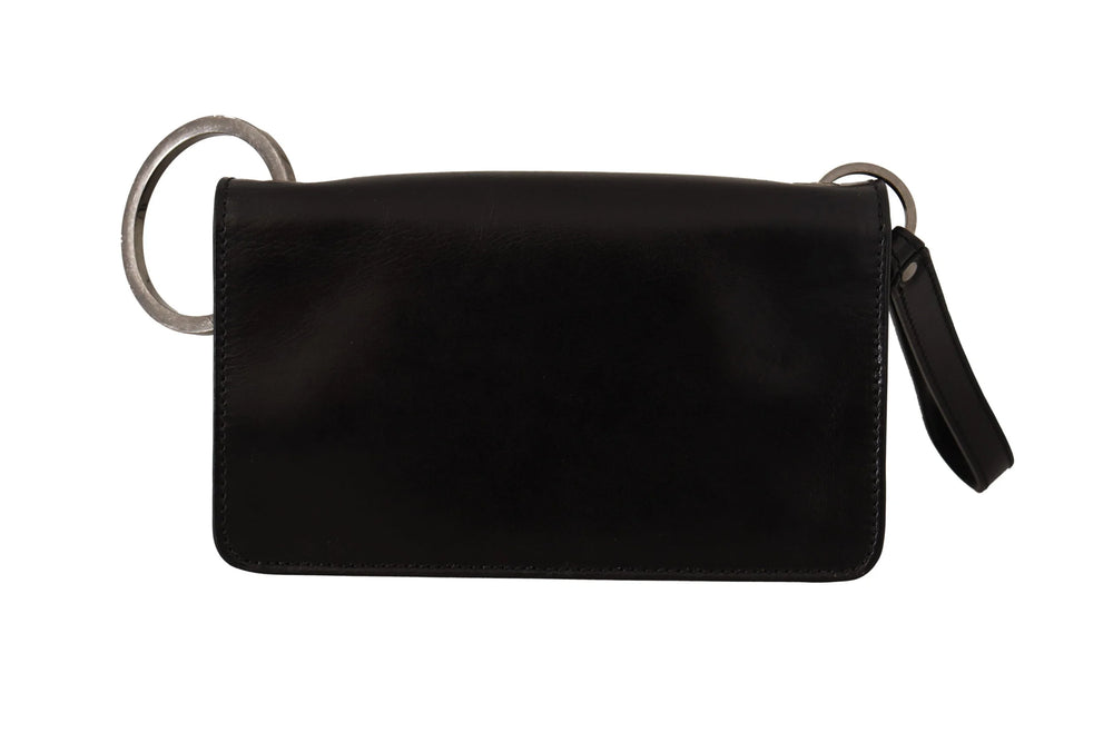 Dolce & Gabbana Black Leather Wristlet Mini Bag Card Bill Wallet - Clutch Bags