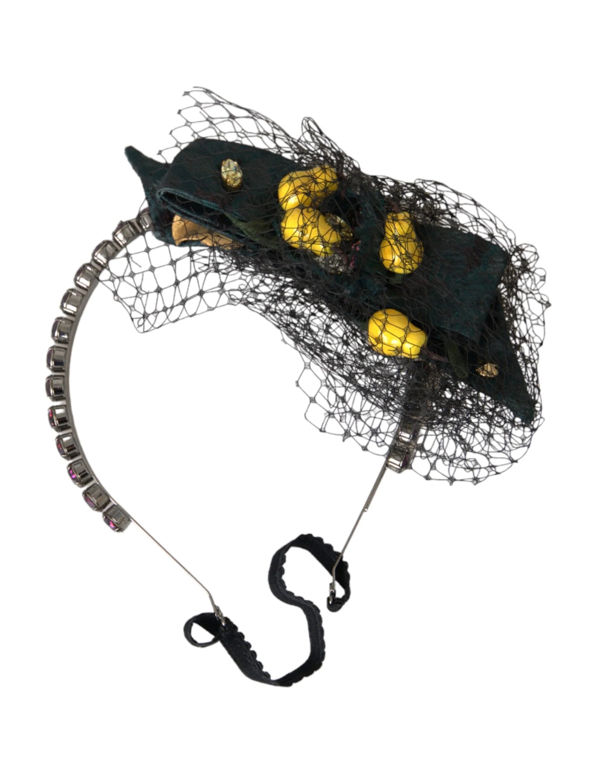 Dolce & Gabbana Black Lemons Sicily Purple Crystal Net Headband Diadem - Headbands