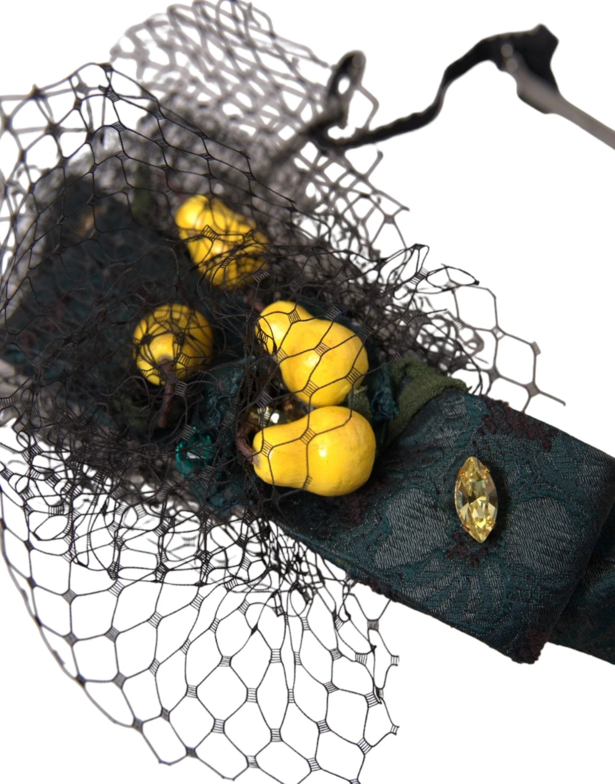 Dolce & Gabbana Black Lemons Sicily Purple Crystal Net Headband Diadem - Headbands