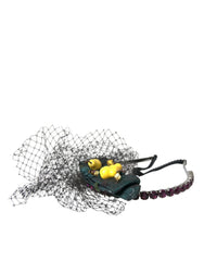 Dolce & Gabbana Black Lemons Sicily Purple Crystal Net Headband Diadem - Headbands