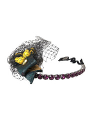 Dolce & Gabbana Black Lemons Sicily Purple Crystal Net Headband Diadem - Headbands