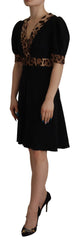 Dolce & Gabbana Black Leopard A-line Knee Length Dress - IT38|XS - Dresses