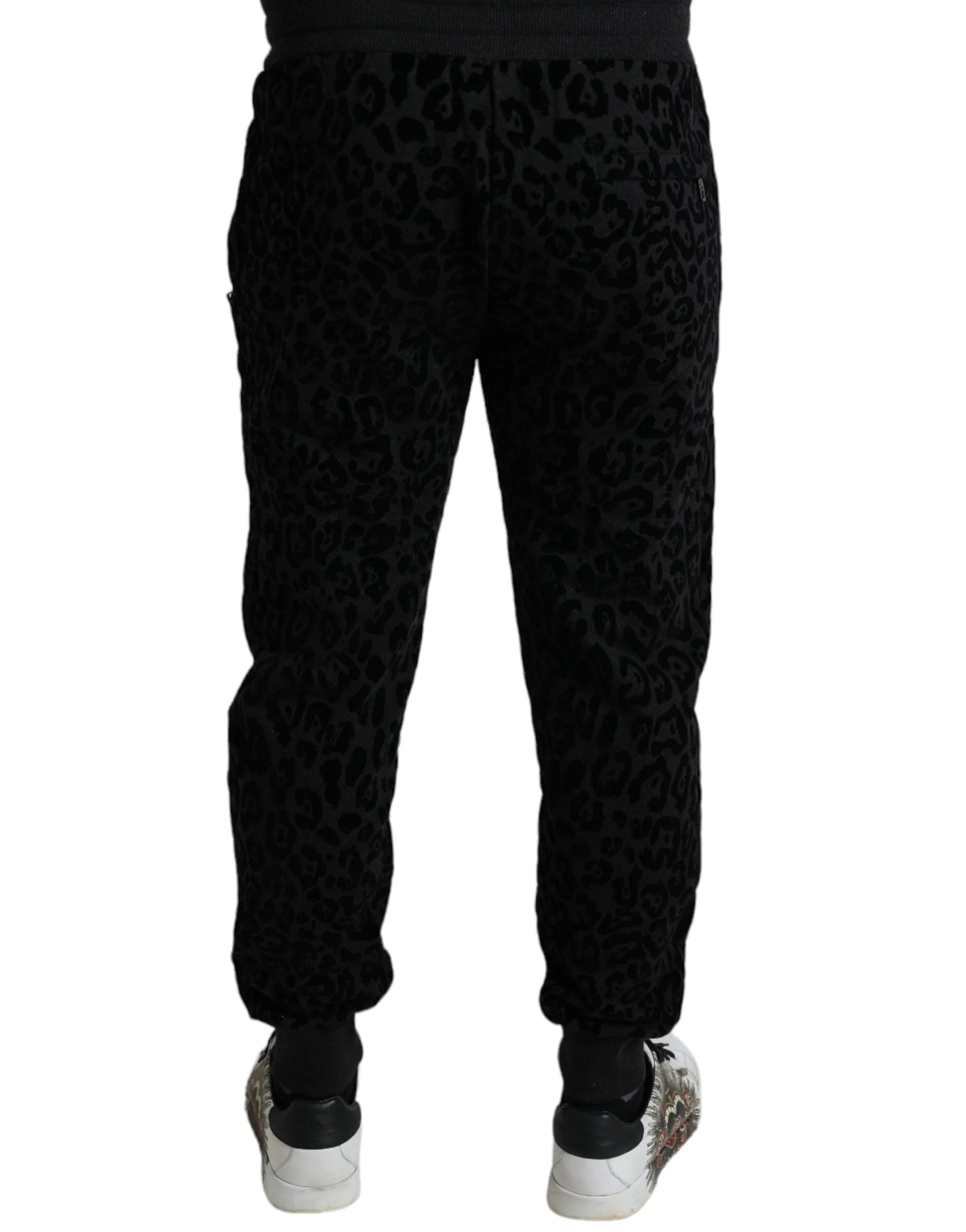 Dolce & Gabbana Black Leopard Cotton Slim Fit Jogger Pants - IT50 | L - Joggers