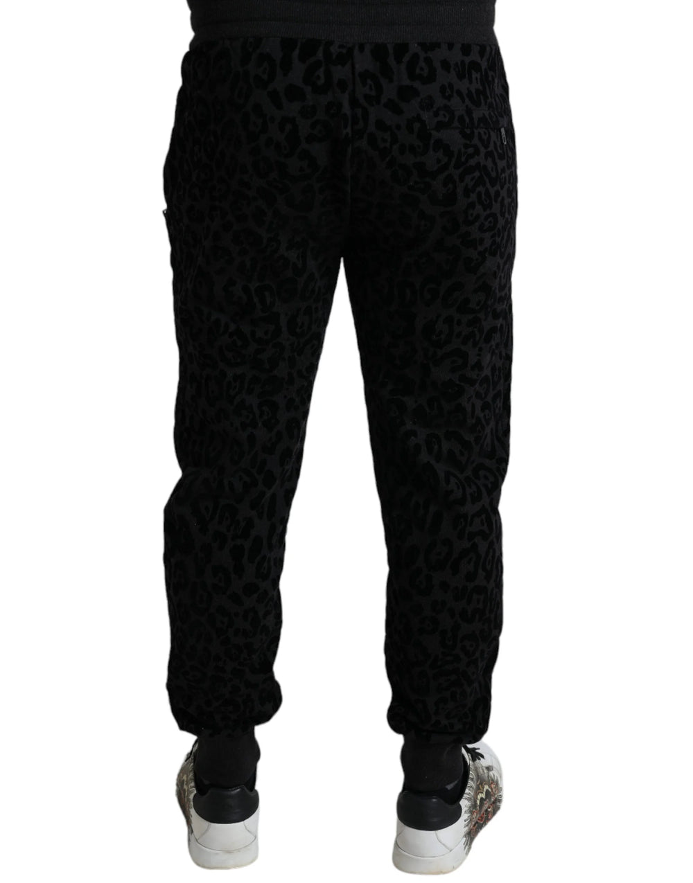 Dolce & Gabbana Black Leopard Cotton Slim Fit Jogger Pants - IT50 | L - Joggers
