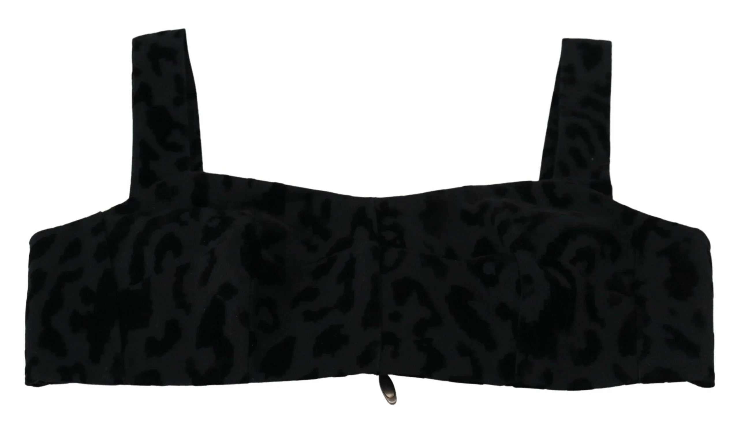 Dolce & Gabbana Black Leopard Cropped Bustier Corset Bra Top - IT40|S - Bras