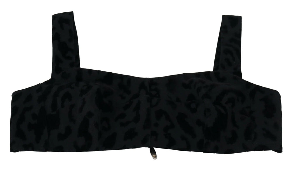 Dolce & Gabbana Black Leopard Cropped Bustier Corset Bra Top - IT40|S - Bras