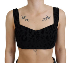 Dolce & Gabbana Black Leopard Cropped Bustier Corset Bra Top - IT40|S - Bras