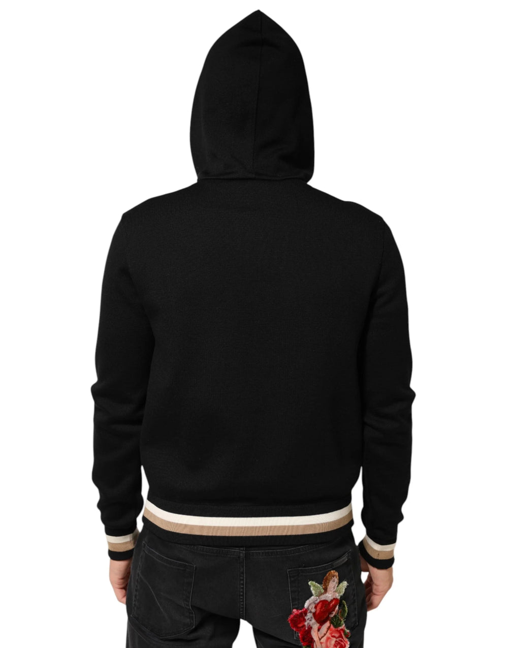 Dolce & Gabbana Black Leopard Logo Hooded Sweatshirt Sweater - IT46 | S - Hoodies
