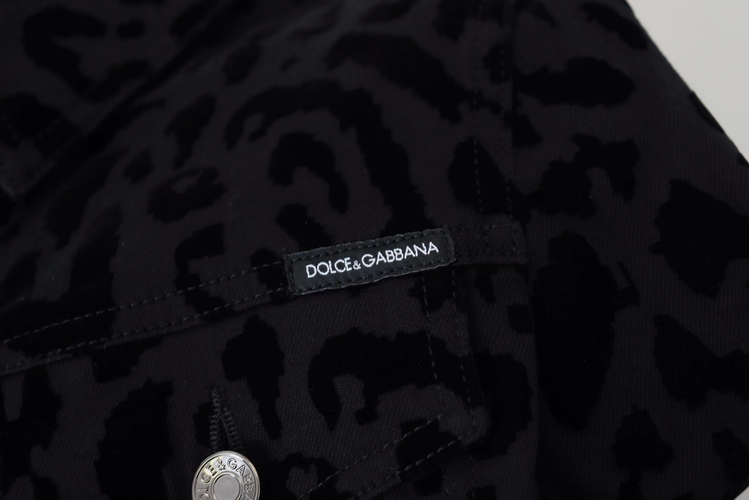 Dolce & Gabbana Black Leopard Long Sleeve Denim Cotton Jacket - IT40|S - Trucker Jackets