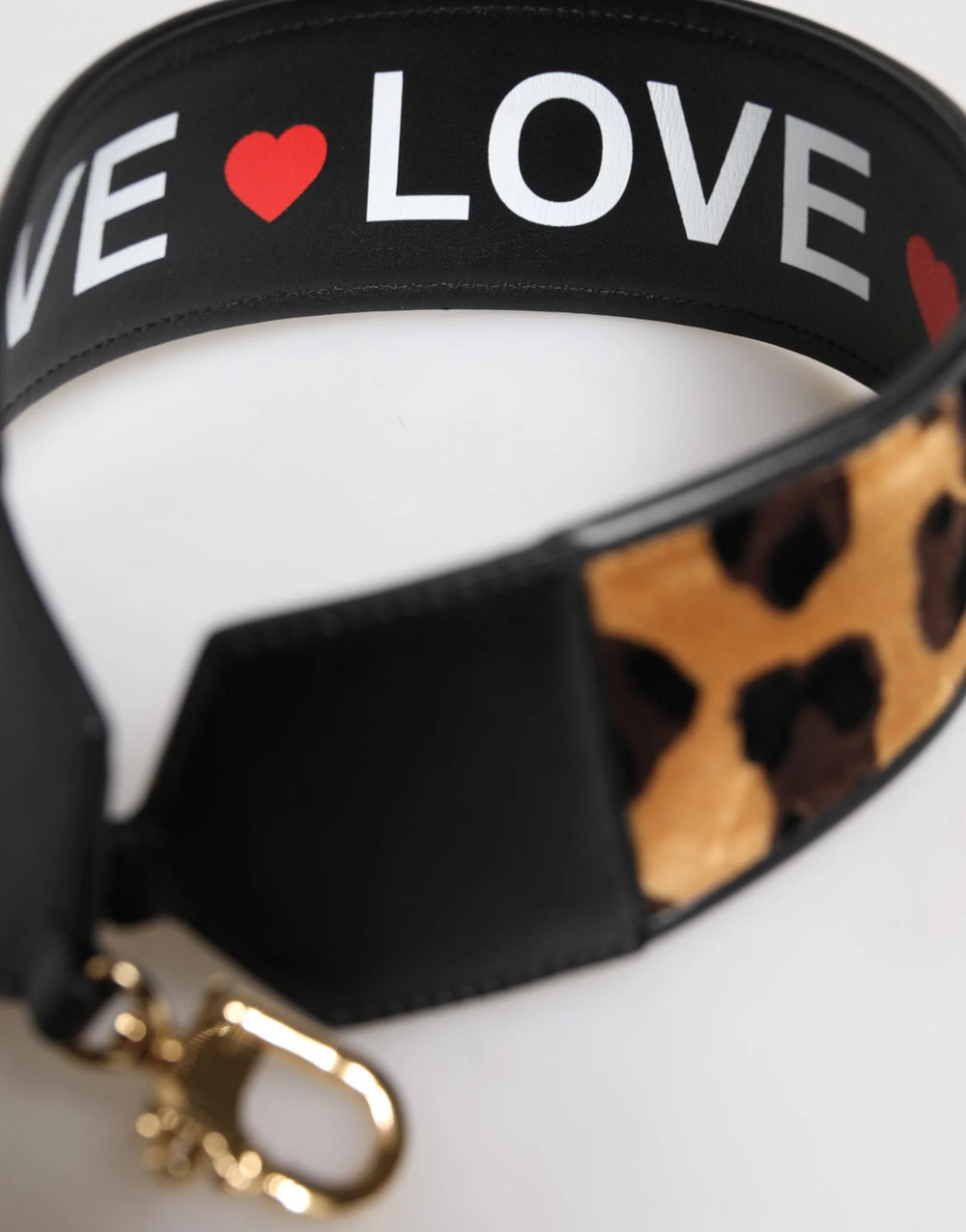 Dolce & Gabbana Black Leopard Print Reversible Bag Shoulder Strap - Handbag & Wallet Accessories