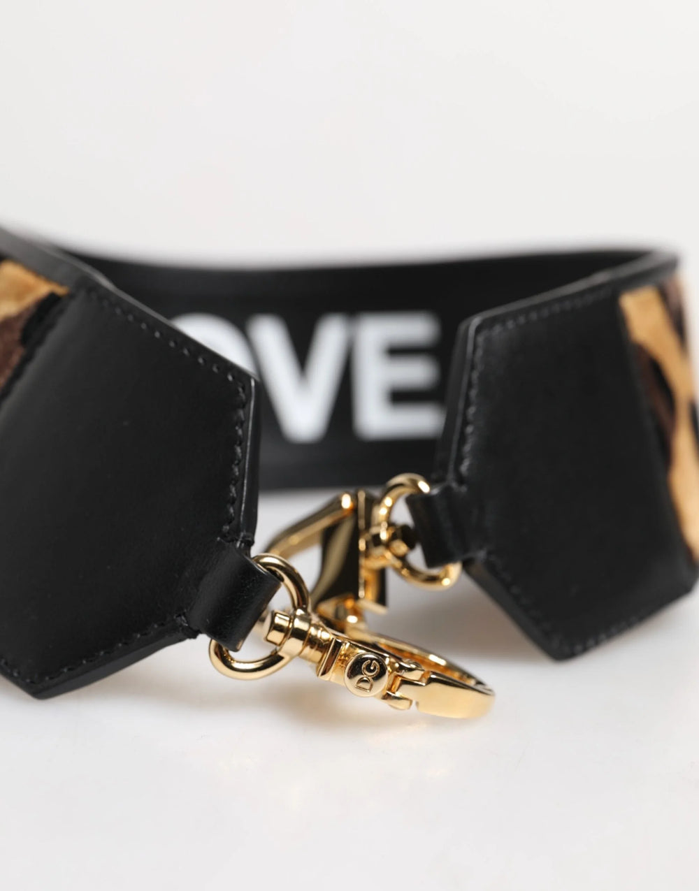 Dolce & Gabbana Black Leopard Print Reversible Bag Shoulder Strap - Handbag & Wallet Accessories