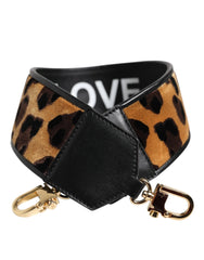 Dolce & Gabbana Black Leopard Print Reversible Bag Shoulder Strap - Handbag & Wallet Accessories