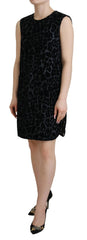 Dolce & Gabbana Black Leopard Shift Mini Polyester Dress - IT40|S - Dresses