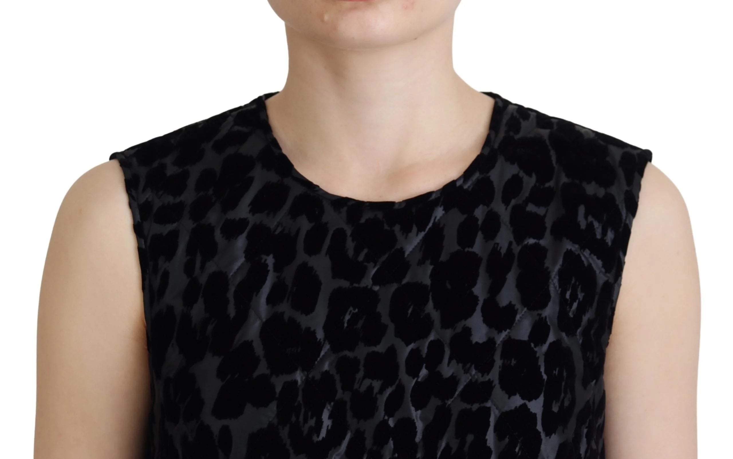 Dolce & Gabbana Black Leopard Shift Mini Polyester Dress - IT40|S - Dresses
