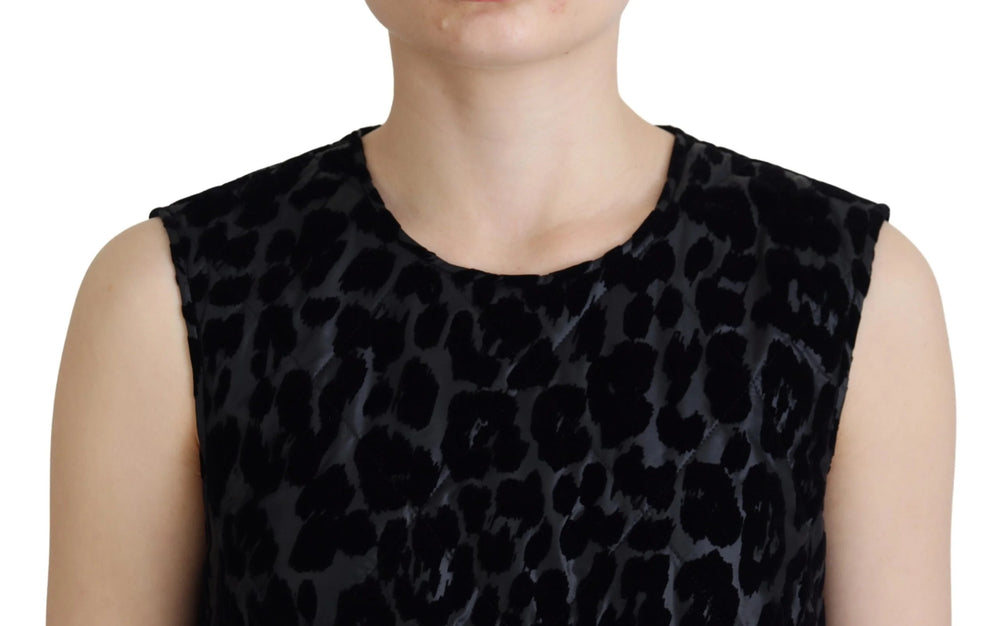 Dolce & Gabbana Black Leopard Shift Mini Polyester Dress - IT40|S - Dresses