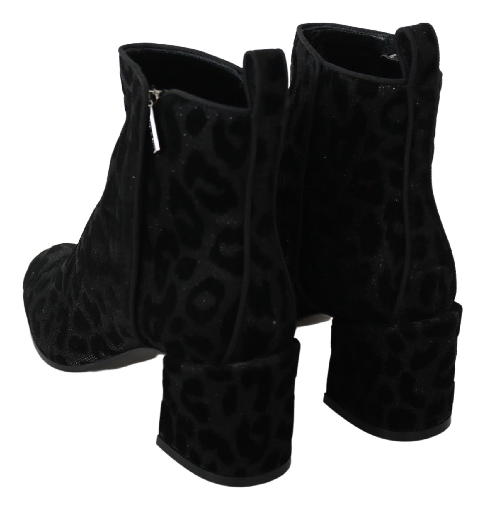 Dolce & Gabbana Black Leopard Short Boots Zipper Shoes - EU36.5/US6 - Boots