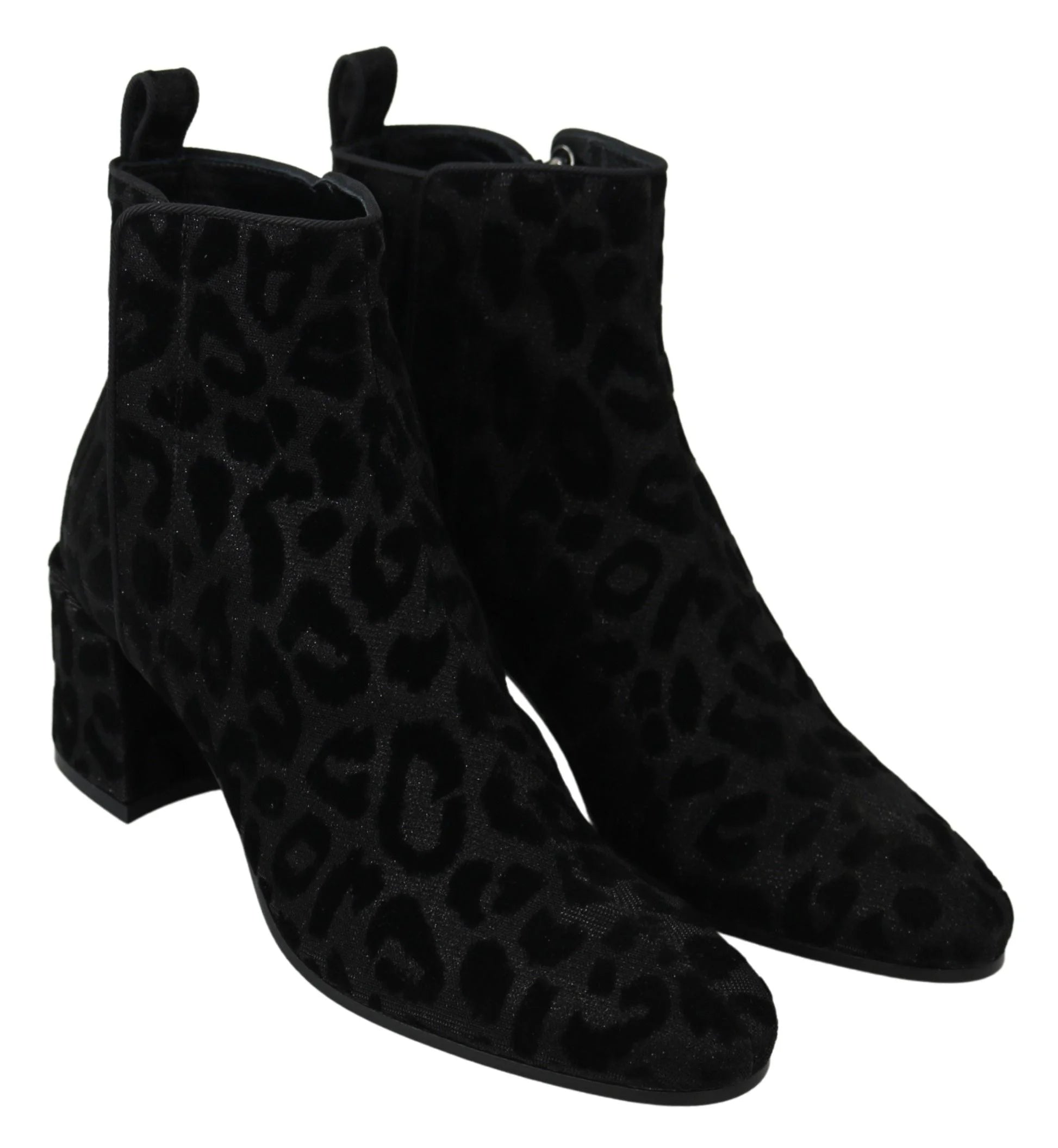 Dolce & Gabbana Black Leopard Short Boots Zipper Shoes - EU36.5/US6 - Boots