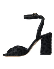 Dolce & Gabbana Black Leopard Suede Heels Sandals Shoes - Sandals