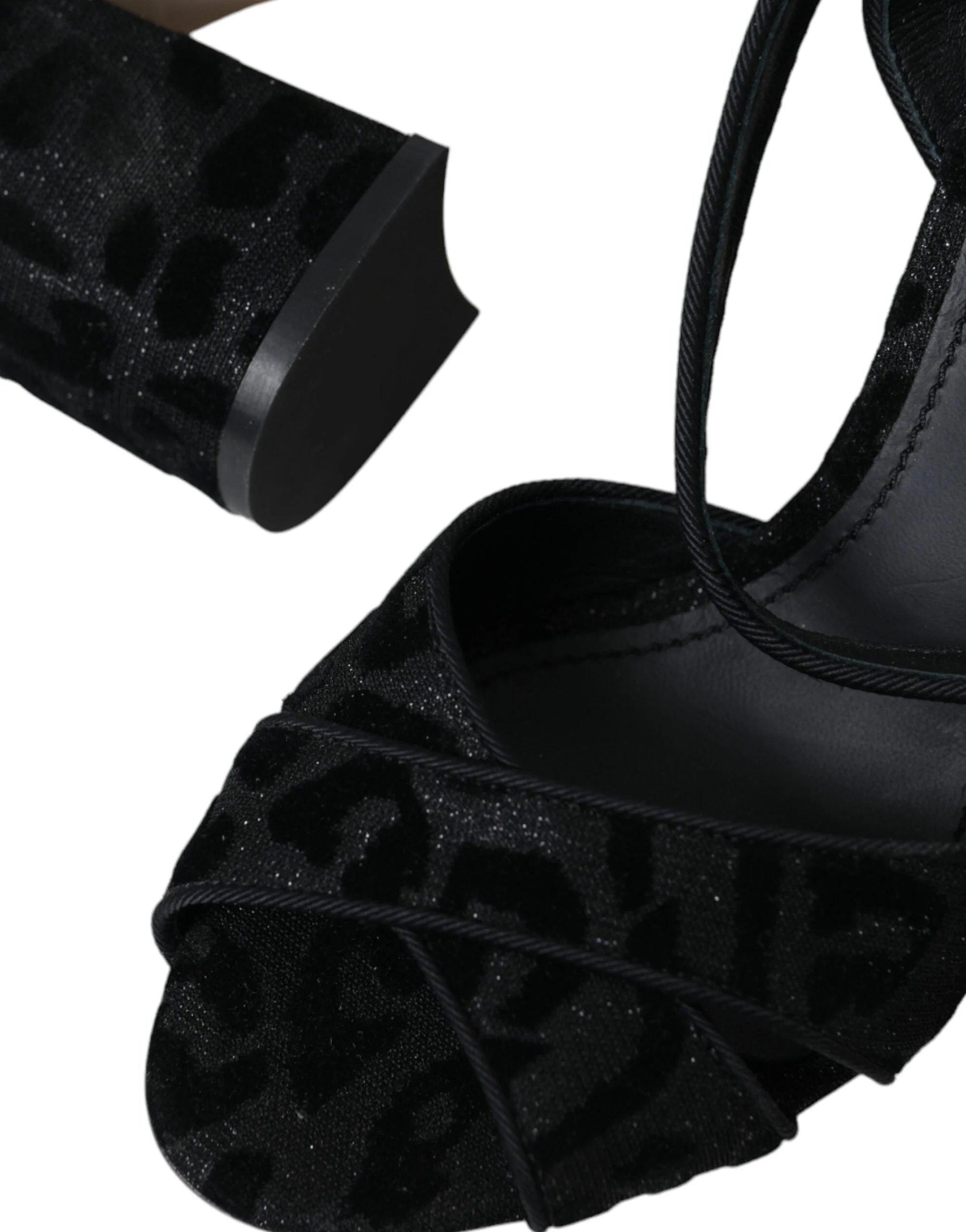 Dolce & Gabbana Black Leopard Suede Heels Sandals Shoes - Sandals