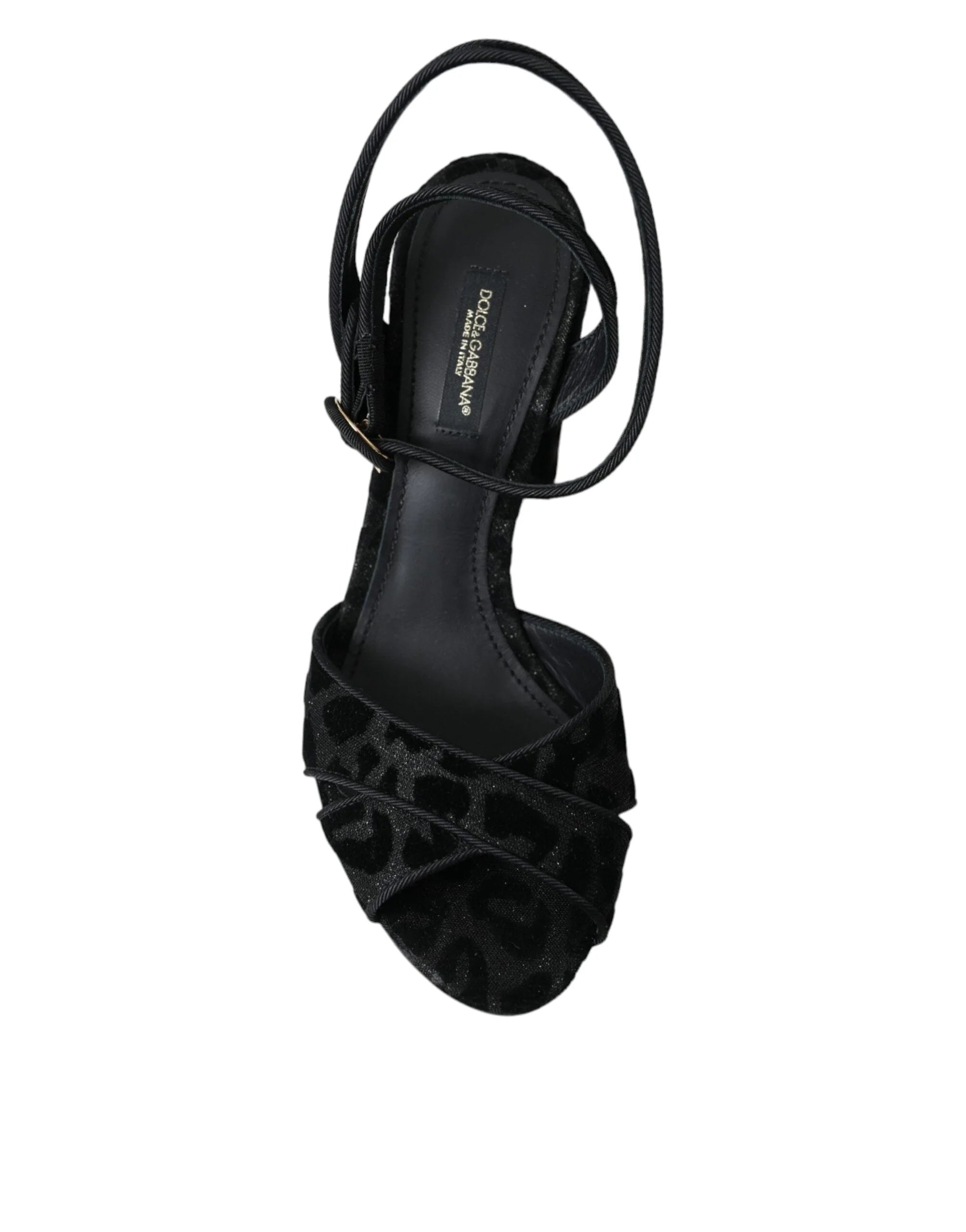 Dolce & Gabbana Black Leopard Suede Heels Sandals Shoes - Sandals