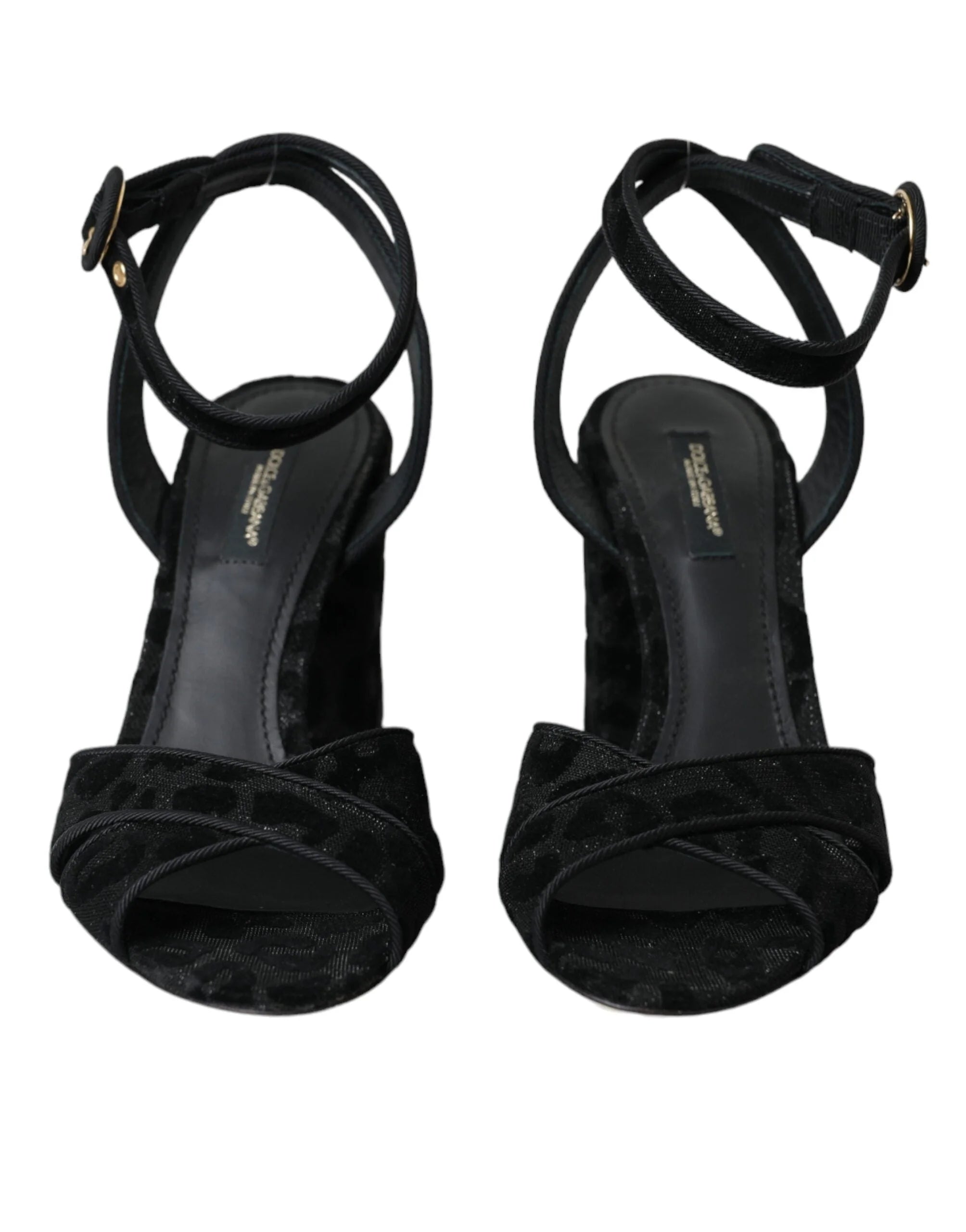 Dolce & Gabbana Black Leopard Suede Heels Sandals Shoes - Sandals