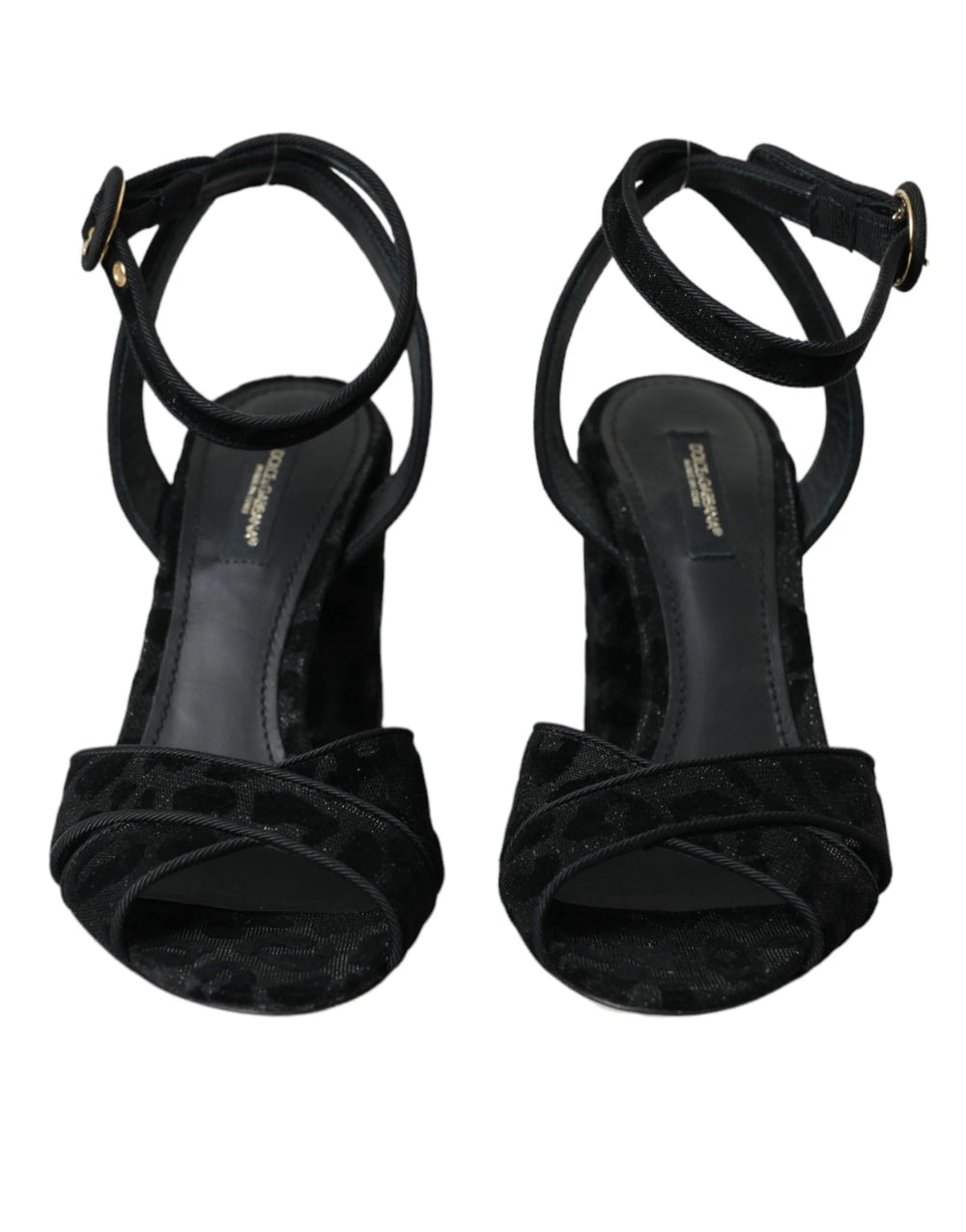 Dolce & Gabbana Black Leopard Suede Heels Sandals Shoes - Sandals