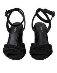 Dolce & Gabbana Black Leopard Suede Heels Sandals Shoes - Sandals