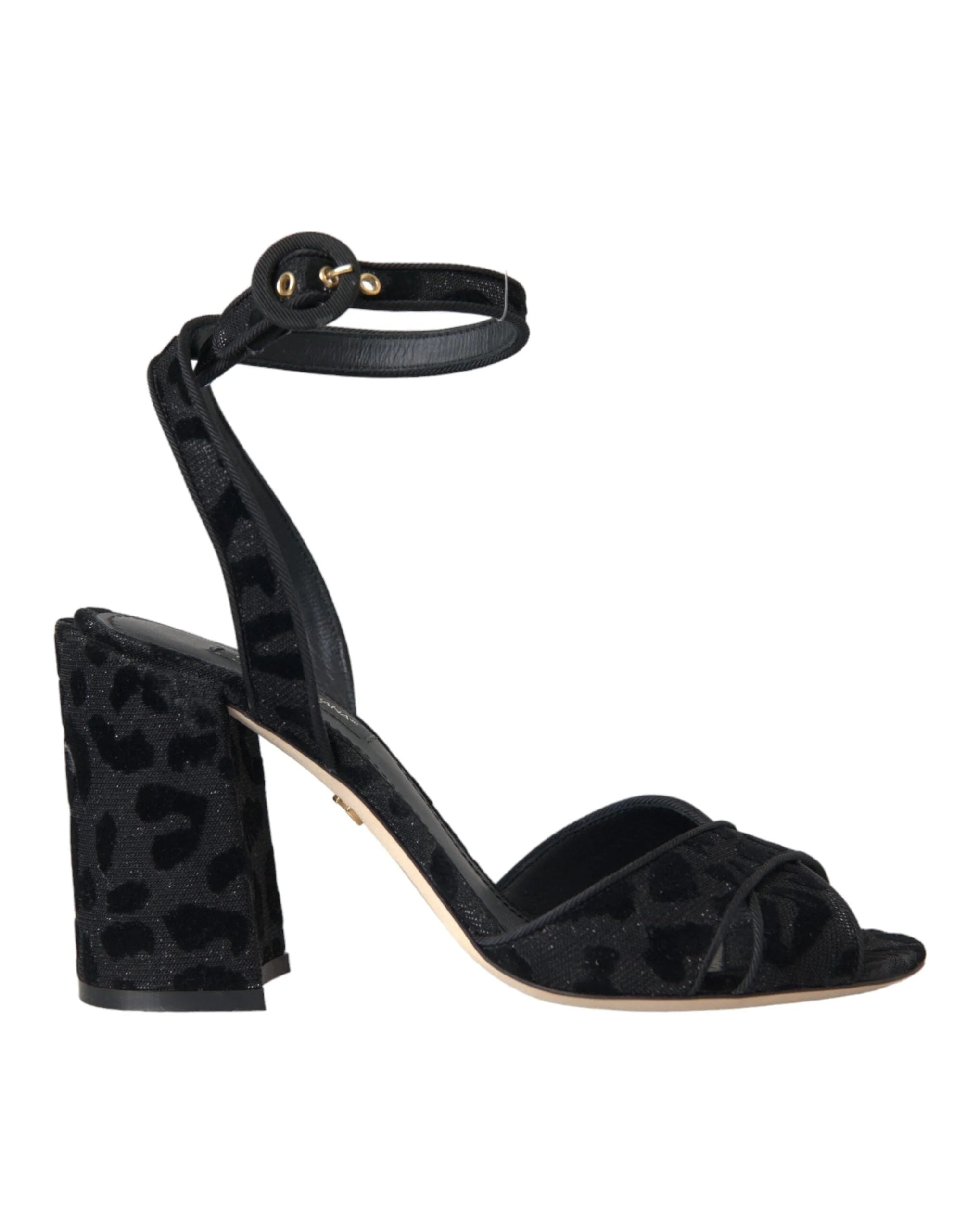 Dolce & Gabbana Black Leopard Suede Heels Sandals Shoes - Sandals