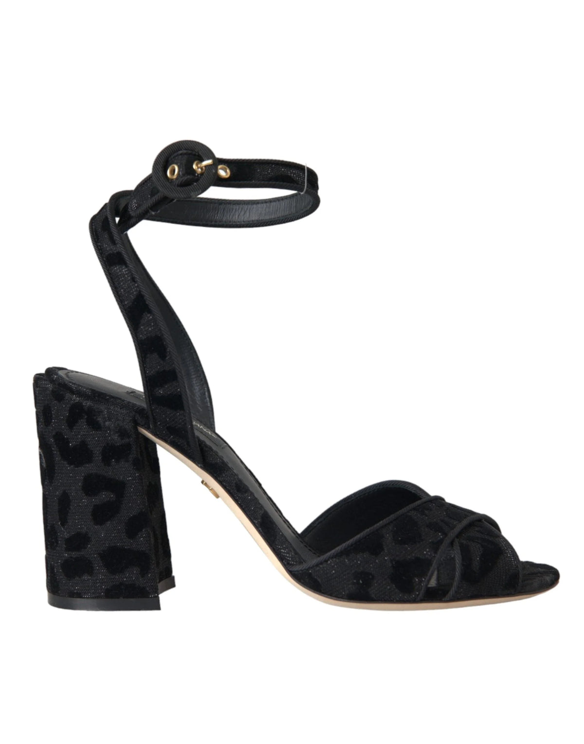 Dolce & Gabbana Black Leopard Suede Heels Sandals Shoes - Sandals