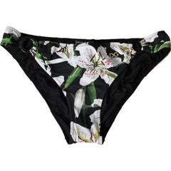 Dolce & Gabbana Black Lily Print Swimwear Bottom Beachwear Bikini - IT2 | S - Classic Bikinis