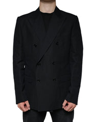 Dolce & Gabbana Black Linen Double Breasted Dress Blazer - IT54 | XL - Sport Jackets