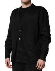 Dolce & Gabbana Black Linen Long Sleeves Men Casual Shirt - IT38 | XS - Shirts