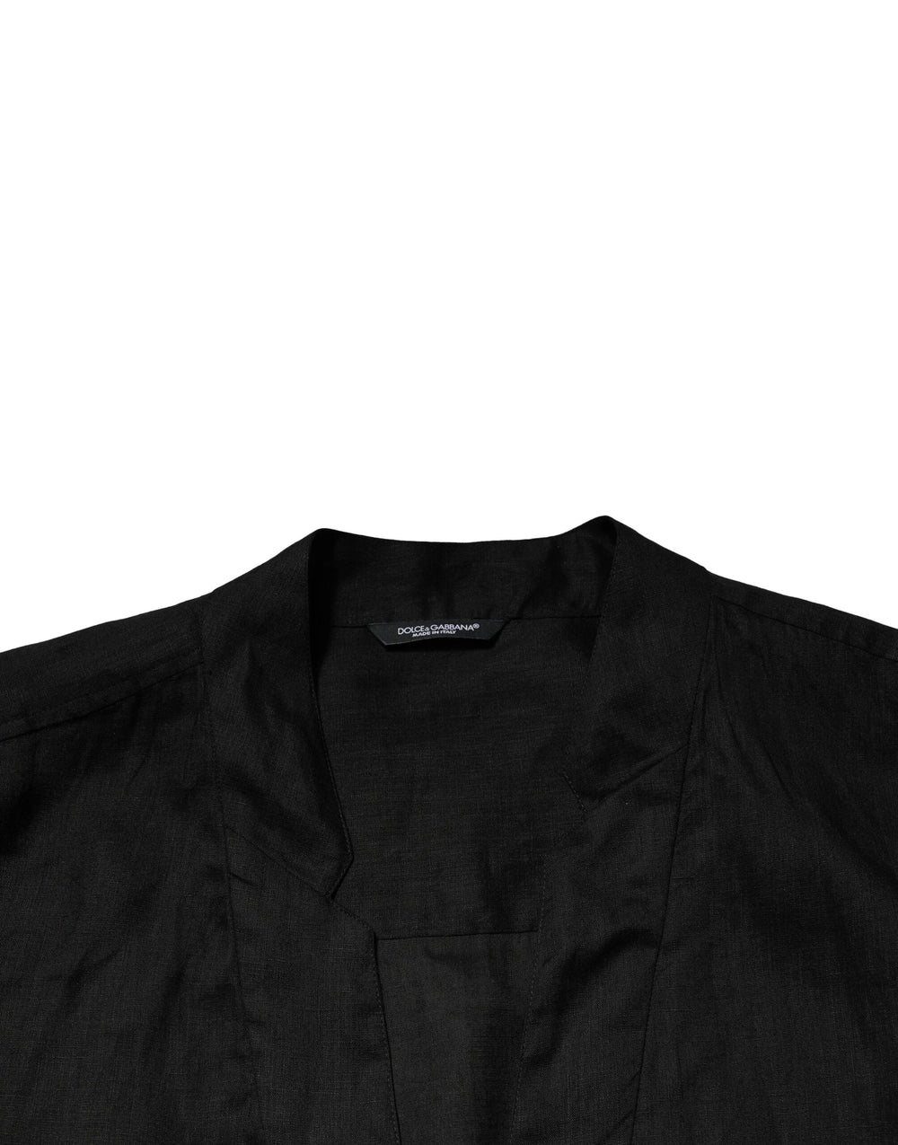Dolce & Gabbana Black Linen Long Sleeves Men Casual Shirt - IT38 | XS - Shirts