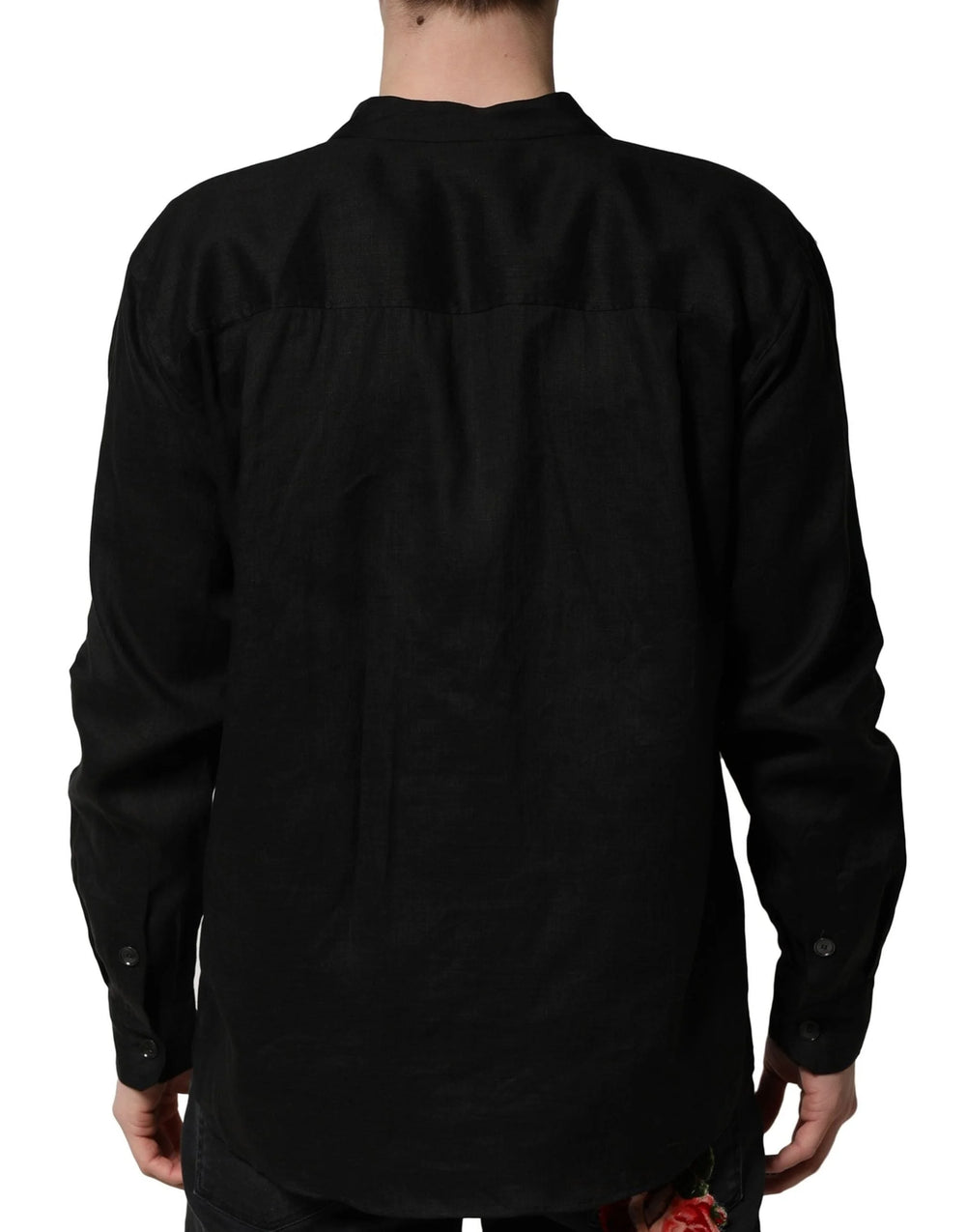 Dolce & Gabbana Black Linen Long Sleeves Men Casual Shirt - IT38 | XS - Shirts