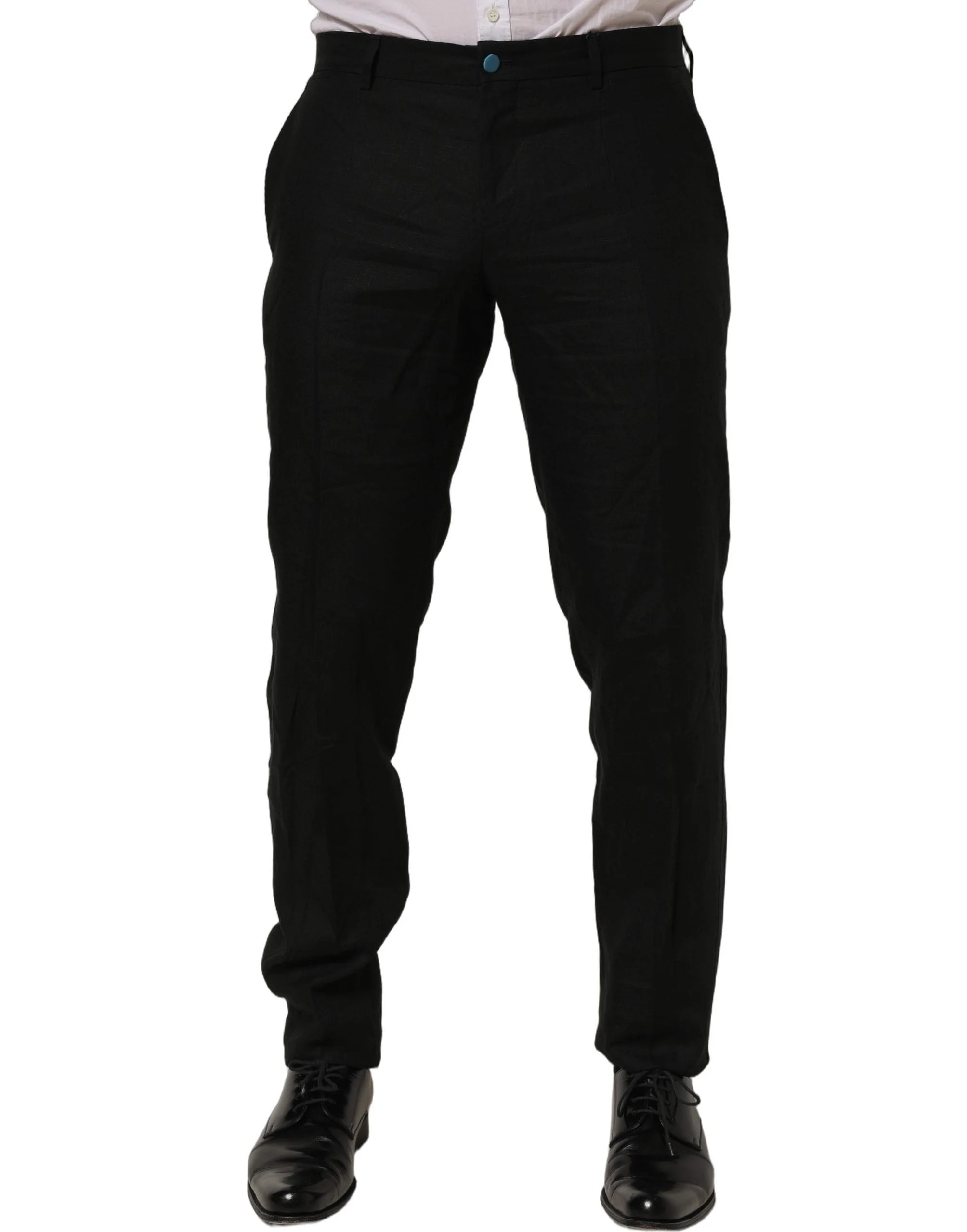 Dolce & Gabbana Black Linen Skinny Leg Dress Trouser Pants - IT48 | M
