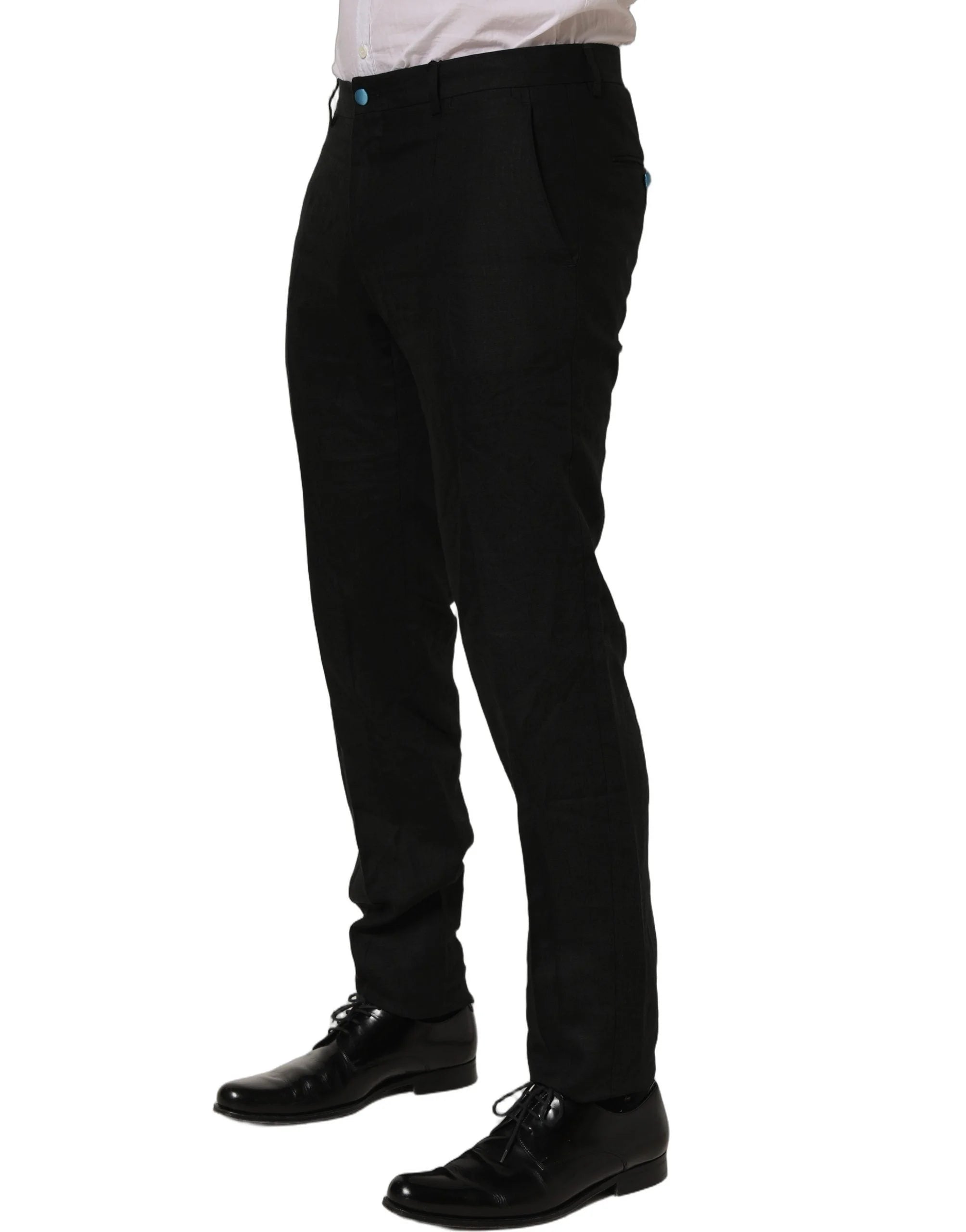 Dolce & Gabbana Black Linen Skinny Leg Dress Trouser Pants - IT48 | M