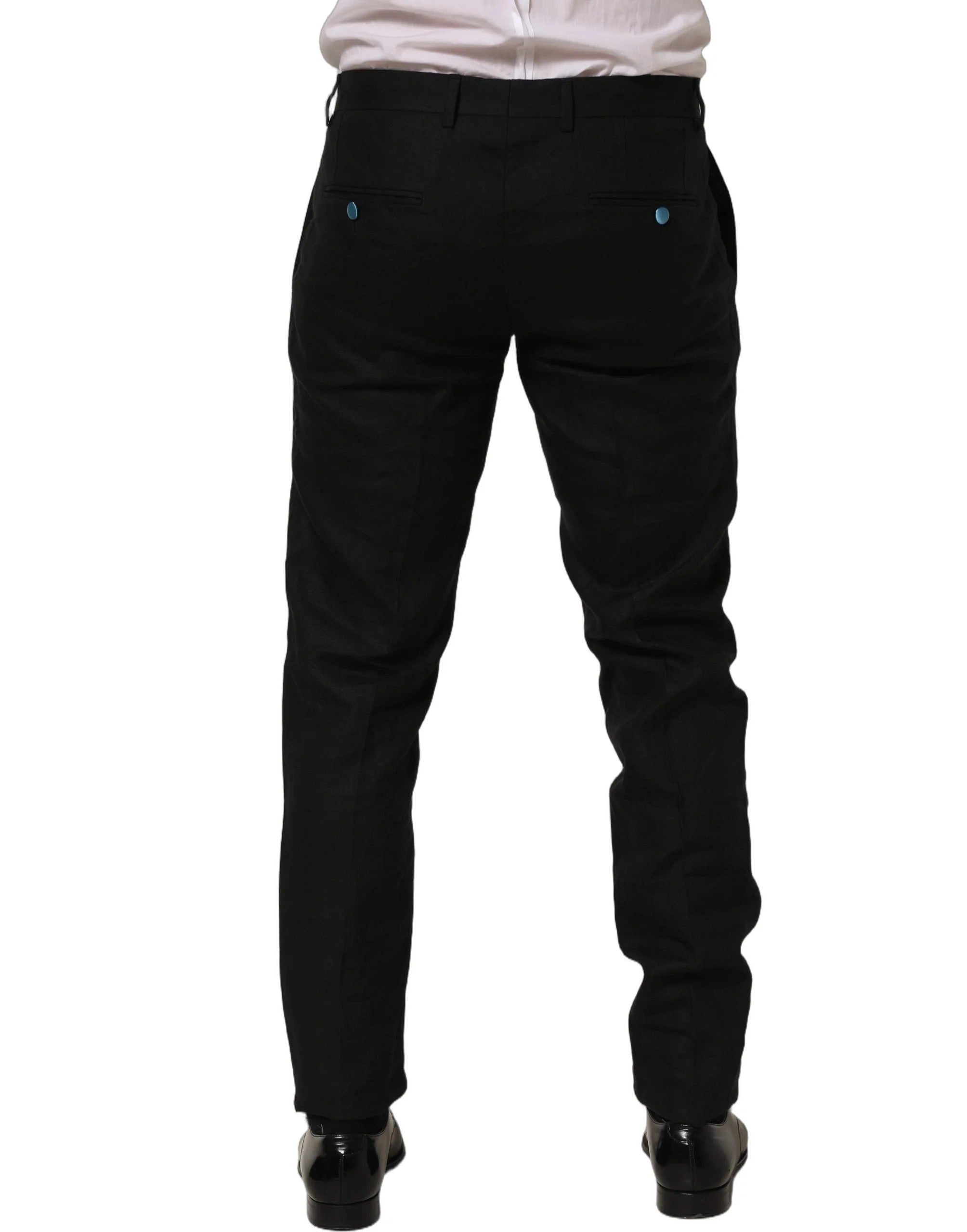Dolce & Gabbana Black Linen Skinny Leg Dress Trouser Pants - IT48 | M